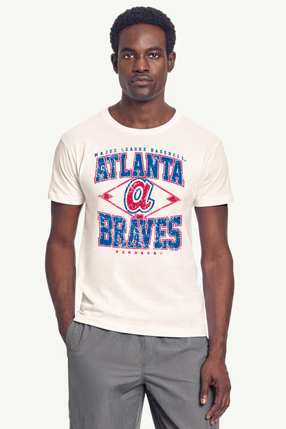 Starter MENS ATLANTA BRAVES DISTRESSED COOPERSTOWN DIAMOND SHORT SLEEVE T SHIRT