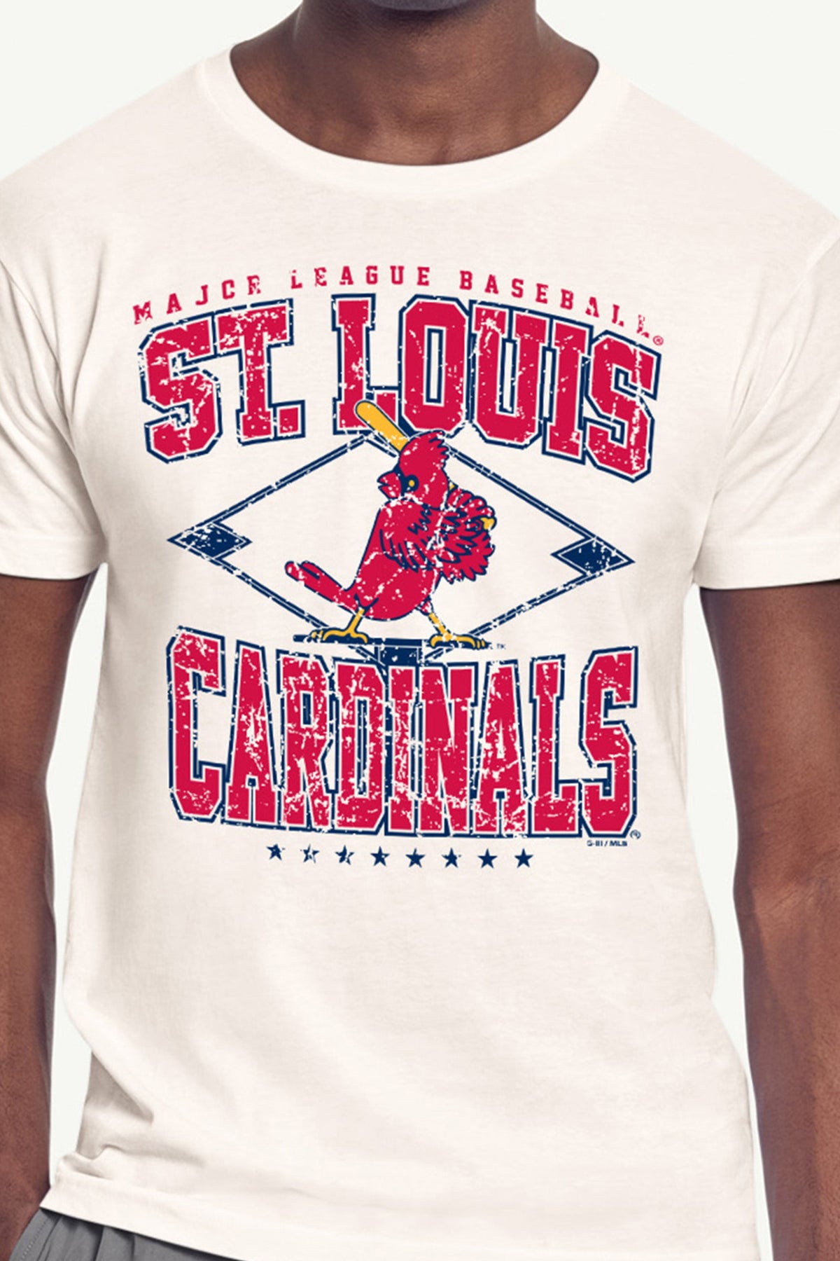 Starter MENS ST. LOUIS CARDINALS DISTRESSED COOPERSTOWN DIAMOND SHORT SLEEVE T SHIRT