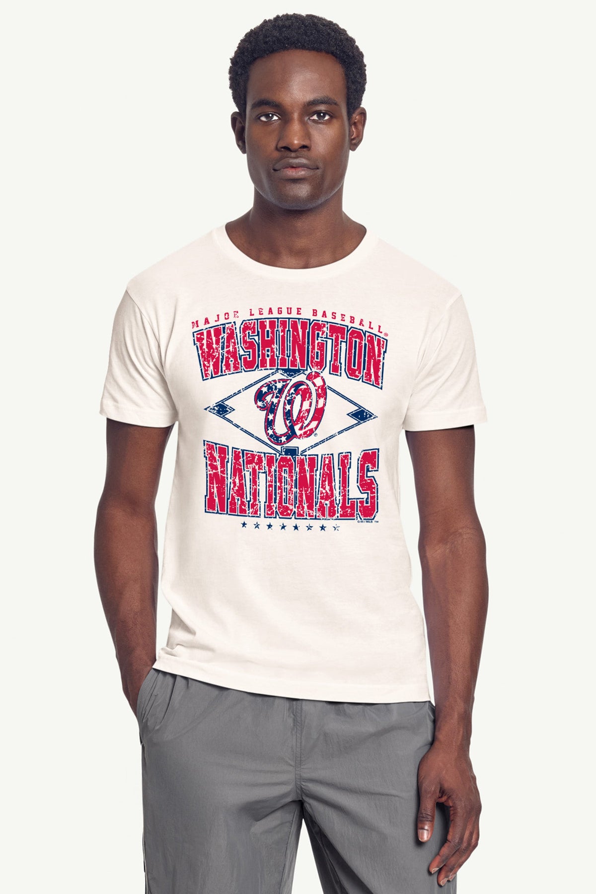 Starter MENS WASHINGTON NATIONALS DISTRESSED COOPERSTOWN DIAMOND SHORT SLEEVE T SHIRT