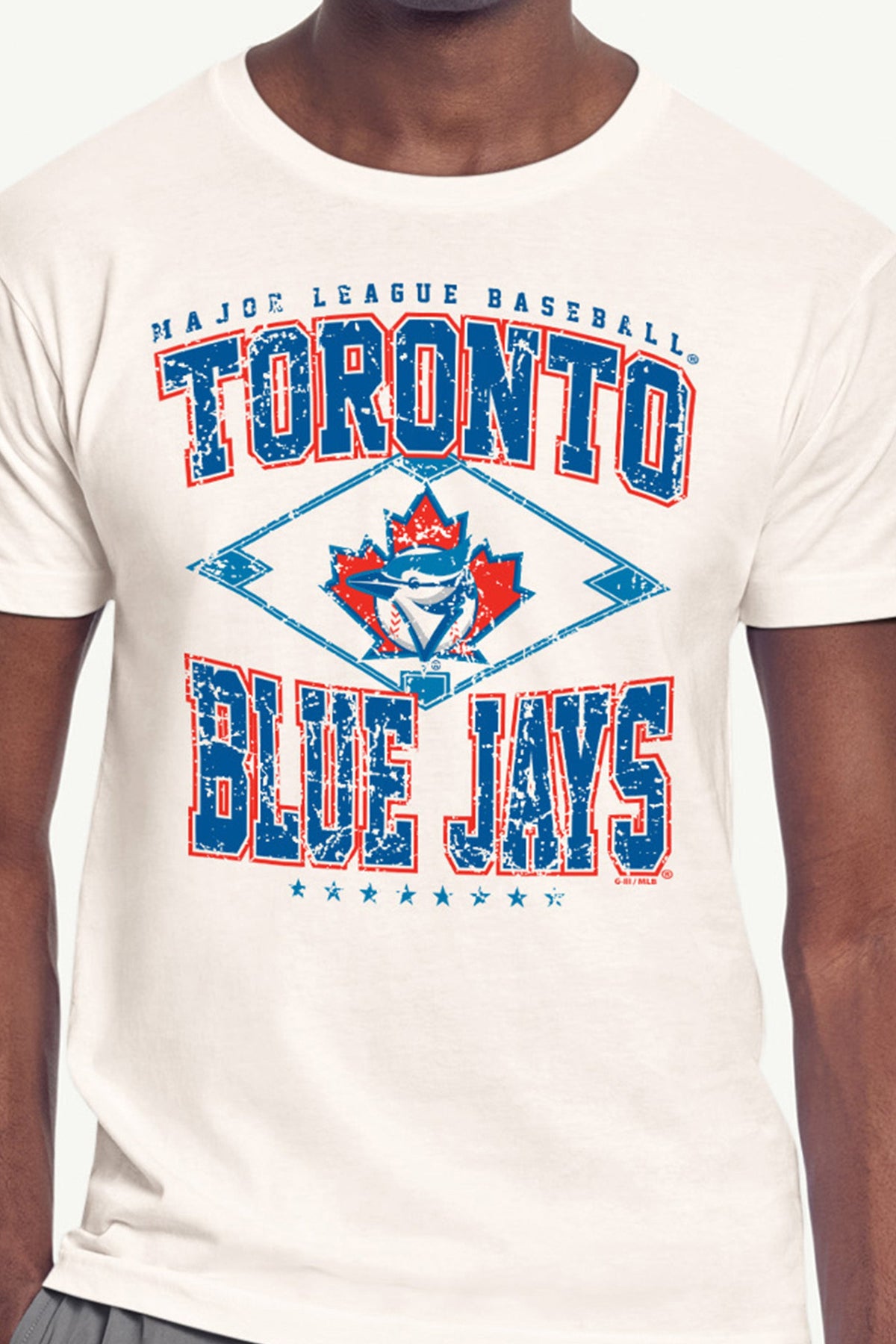 Starter MENS TORONTO BLUE JAYS DISTRESSED COOPERSTOWN DIAMOND SHORT SLEEVE T SHIRT