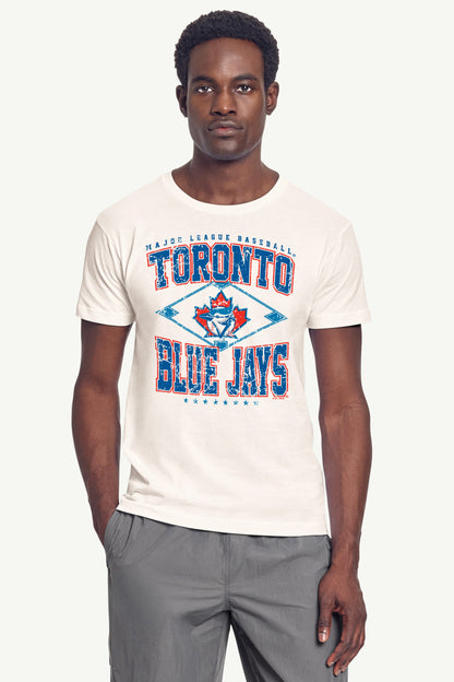 Starter MENS TORONTO BLUE JAYS DISTRESSED COOPERSTOWN DIAMOND SHORT SLEEVE T SHIRT
