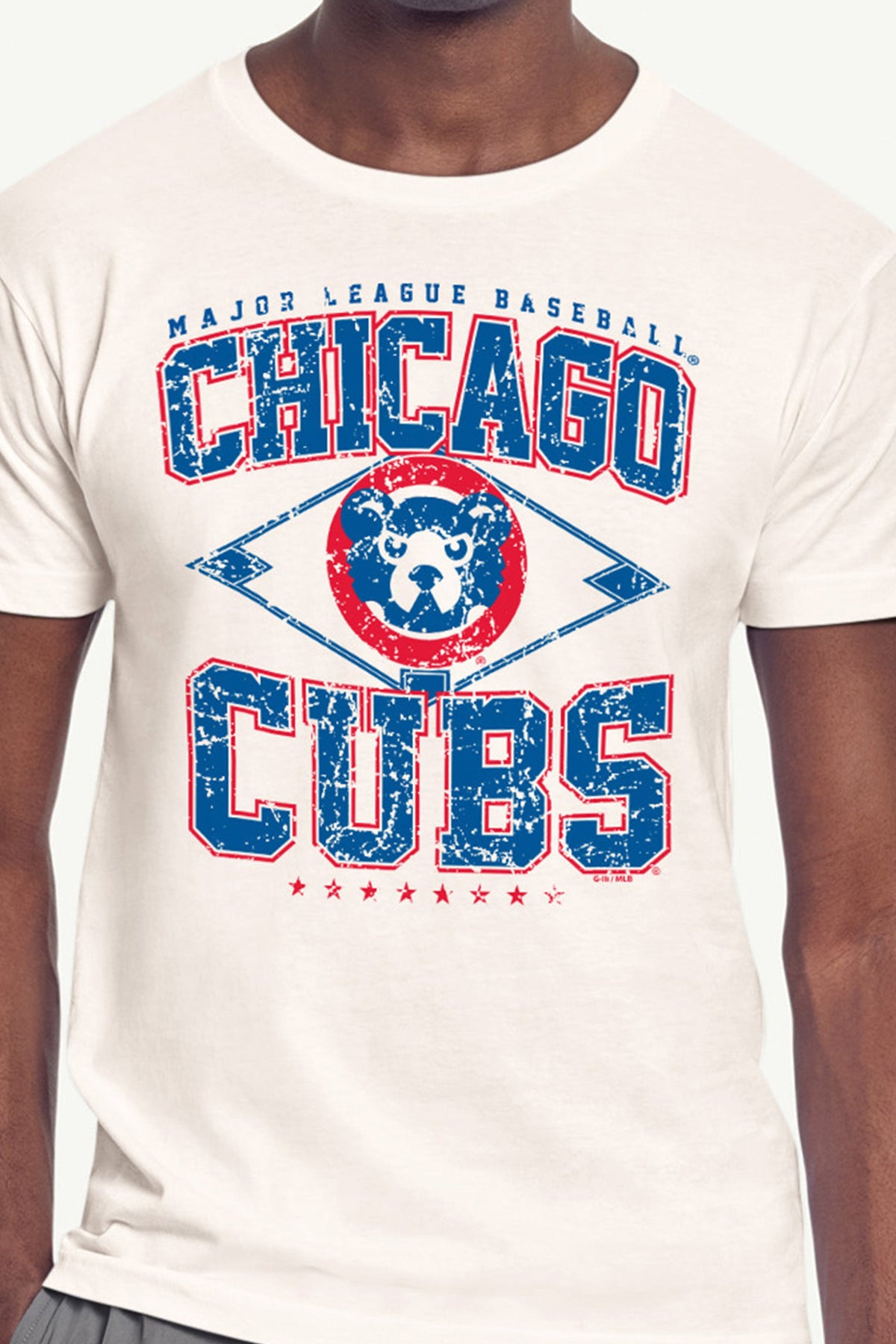 Starter MENS CHICAGO CUBS DISTRESSED COOPERSTOWN DIAMOND SHORT SLEEVE T SHIRT