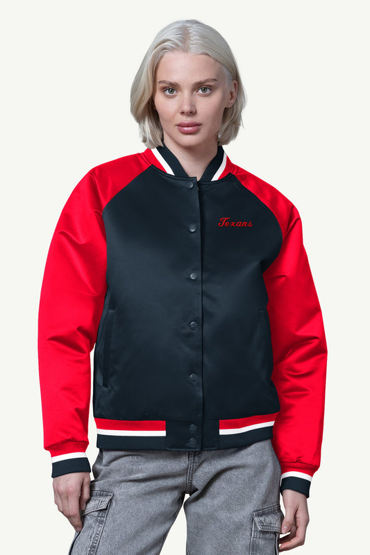 Starter WOMENS HOUSTON TEXANS FINAL SCORE SATIN VARSITY JACKET