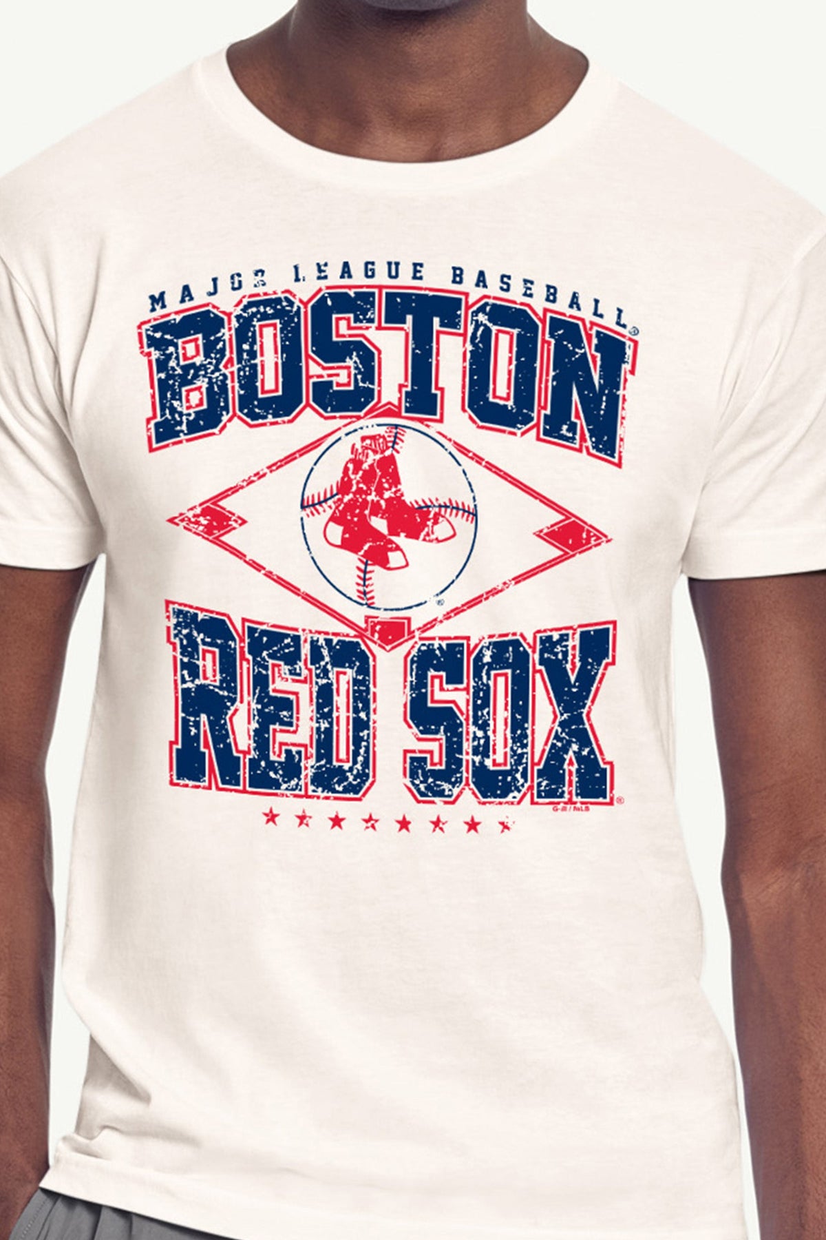 Starter MENS BOSTON RED SOX  DISTRESSED COOPERSTOWN DIAMOND SHORT SLEEVE T SHIRT