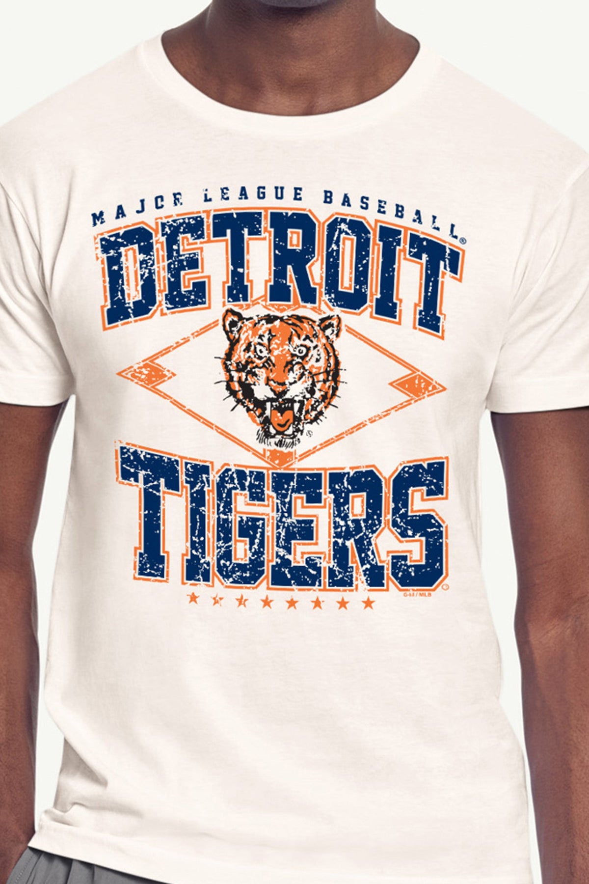 Starter MENS DETROIT TIGERS DISTRESSED COOPERSTOWN DIAMOND SHORT SLEEVE T SHIRT