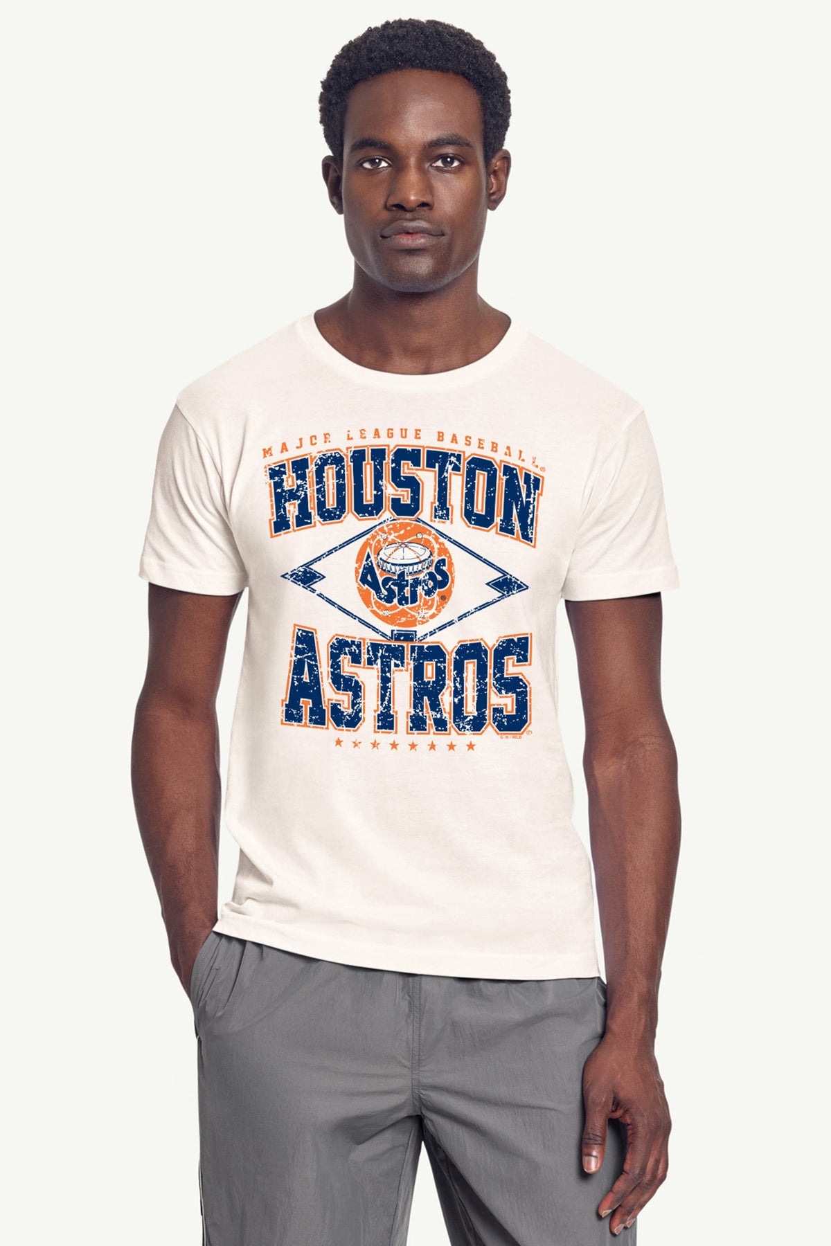 Starter MENS HOUSTON ASTROS DISTRESSED COOPERSTOWN DIAMOND SHORT SLEEVE T SHIRT