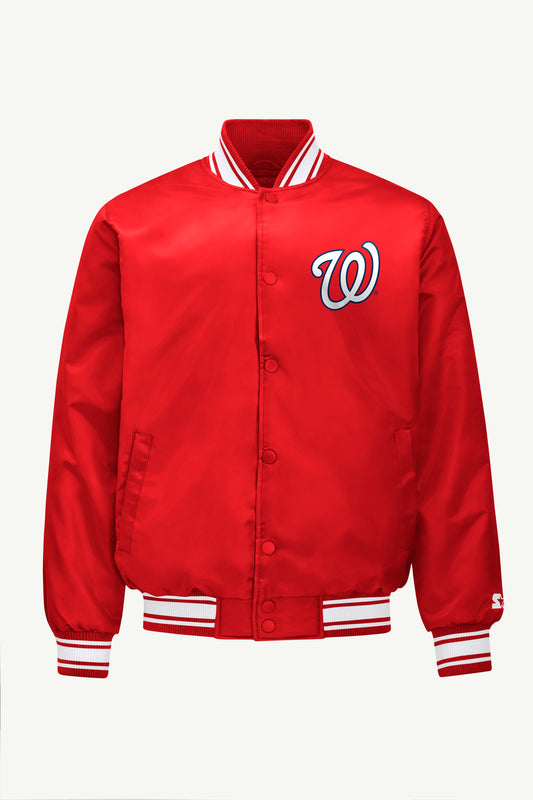 Starter MENS WASHINGTON NATIONALS SATIN VARSITY JACKET