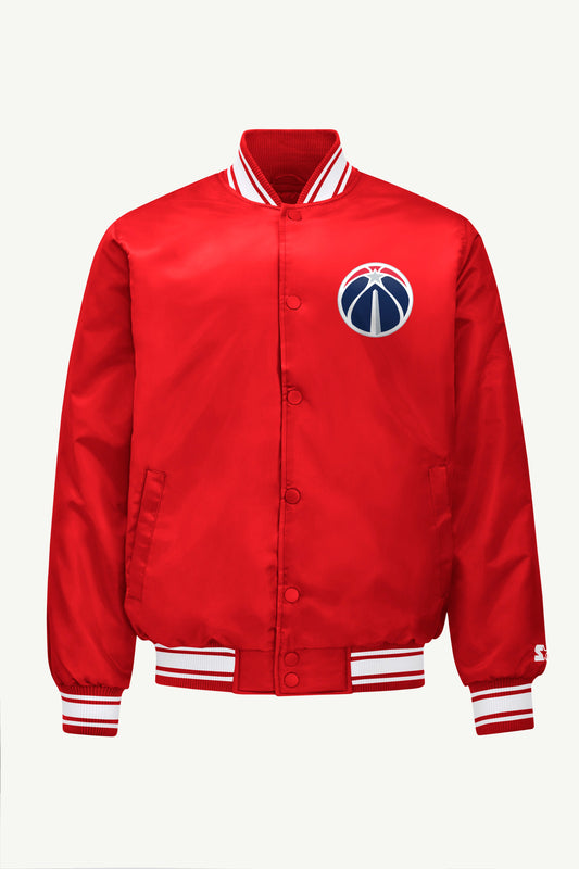 Starter MENS WASHINGTON WIZARDS MESH LOOK SATIN VARSITY JACKET