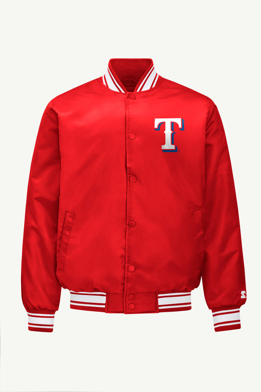 Starter MENS TEXAS RANGERS SATIN VARSITY JACKET