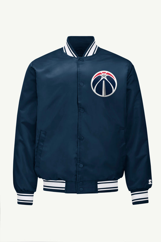 Starter MENS WASHINGTON WIZARDS PRINTED GRAPHIC SATIN VARSITY JACKET
