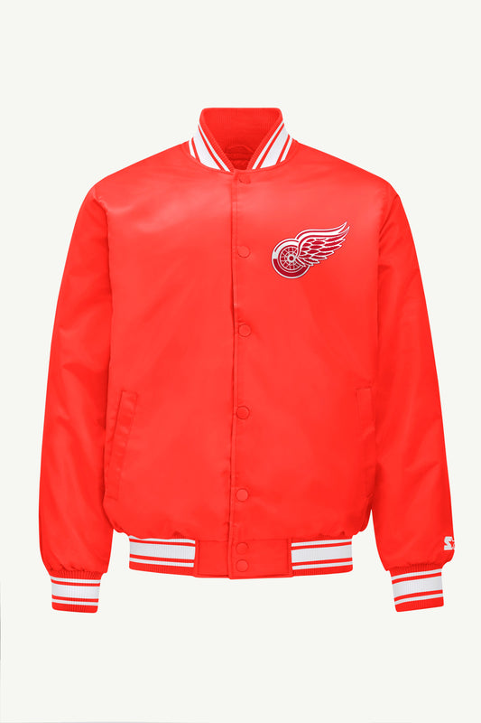 Starter MENS DETROIT RED WINGS TRIANGLE SATIN VARSITY JACKET